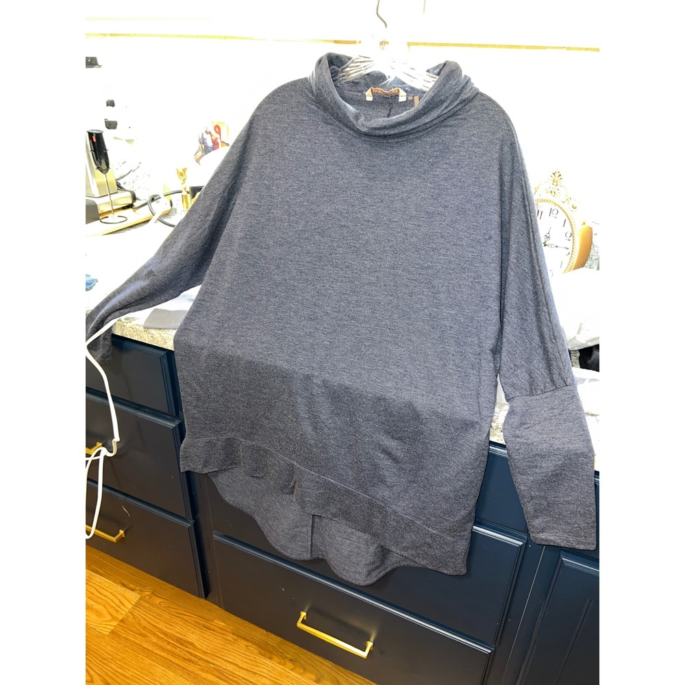 Soft Surroundings Gray Cowl Neck High Low Tunic Sweater SM Style 29471